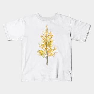 one lone yellow poplar tree watercolor Kids T-Shirt